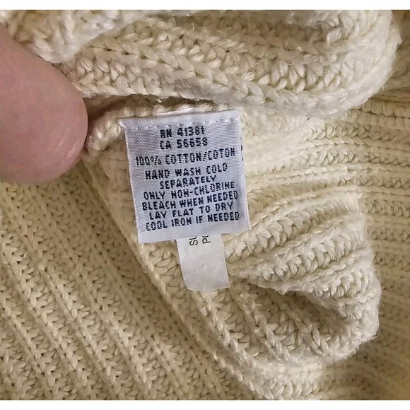 Polo Ralph Lauren Cropped Oversized Cream Knit Pullover Sweater Womens Sz L - Picture 3 of 5